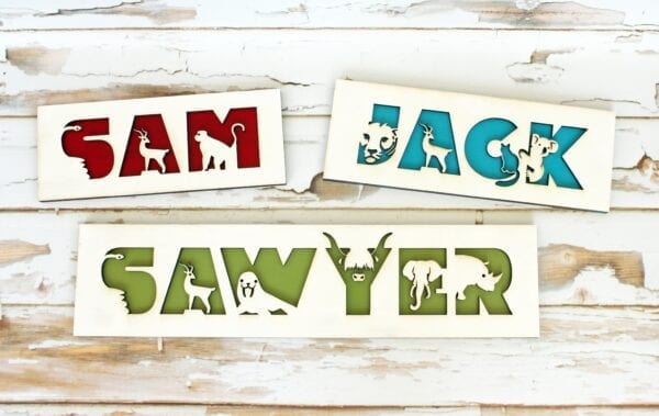 Personalize Animal Name Sign for Children by Sensory Box Family