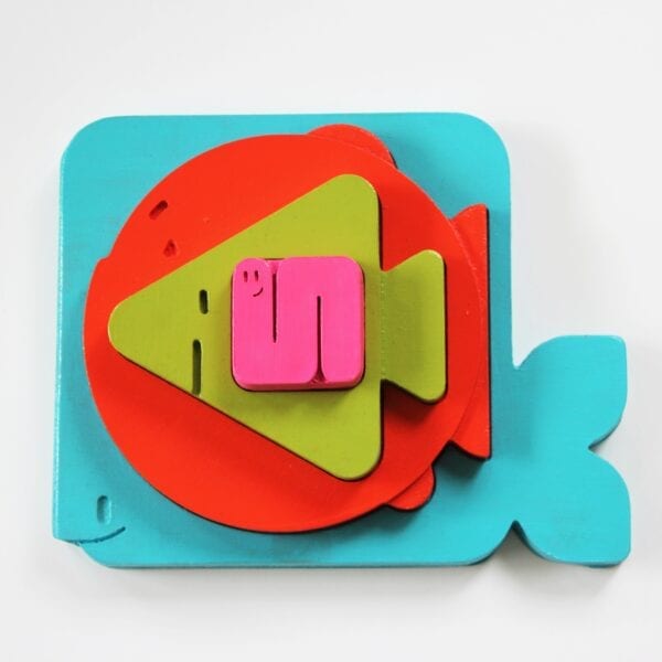 Geometric Wooden Food Chain Stacker Puzzle Piece by Sensory Box Family