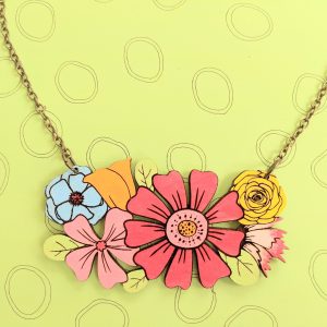 Spring Flower Wooden Statement Necklace - Artemis