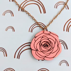 Handpainted Spring Wooden Pendant Necklace - Apate