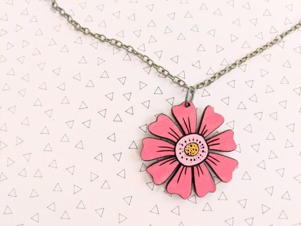 Handpainted Spring Wooden Pendant Necklace - Aphaea