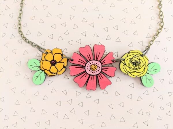 Spring Flower Wooden Statement Necklace - Aphrodite