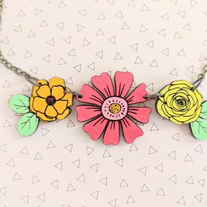 Spring Flower Wooden Statement Necklace - Aphrodite
